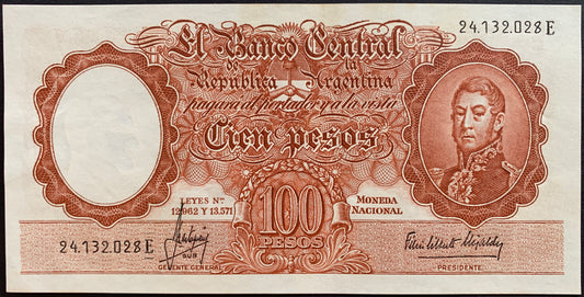 Argentina 100 Pesos ND (1966) P-272c XF