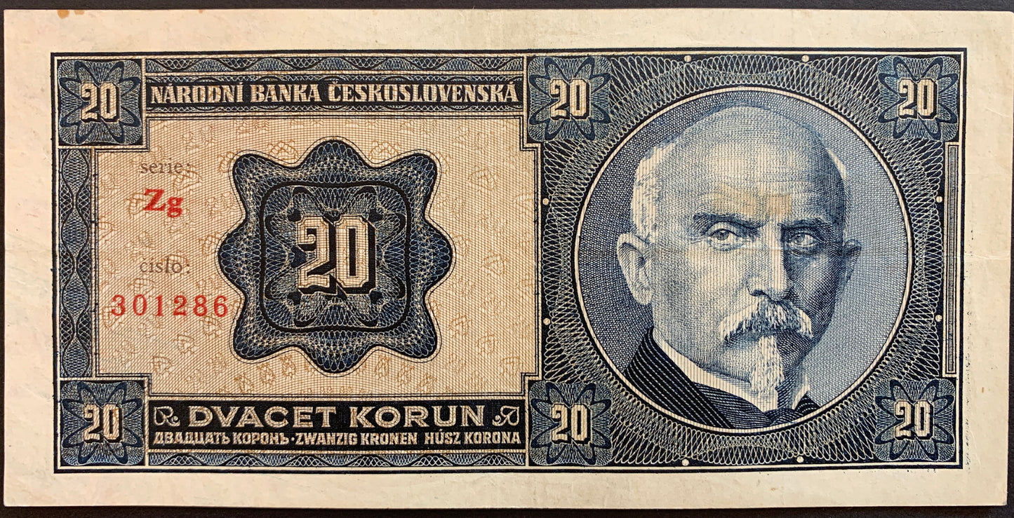 Czechoslovakia 20 Korun 1926 P-21b VF