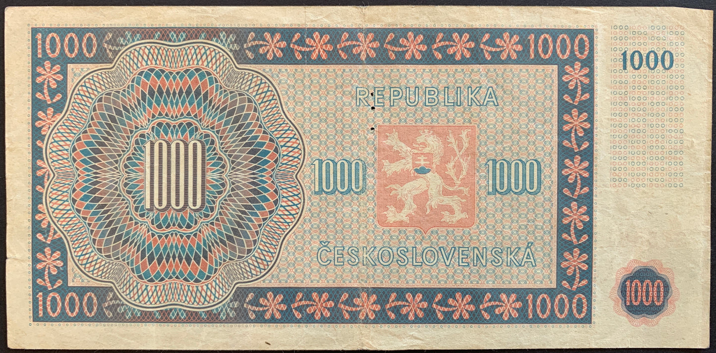 Czechoslovakia 1000 Korun 1945 P-74a F+