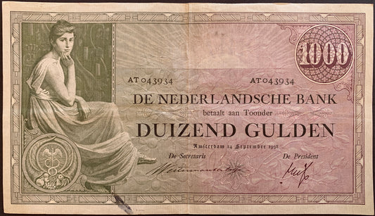 Netherlands 1000 Gulden 1938 P-48 VF