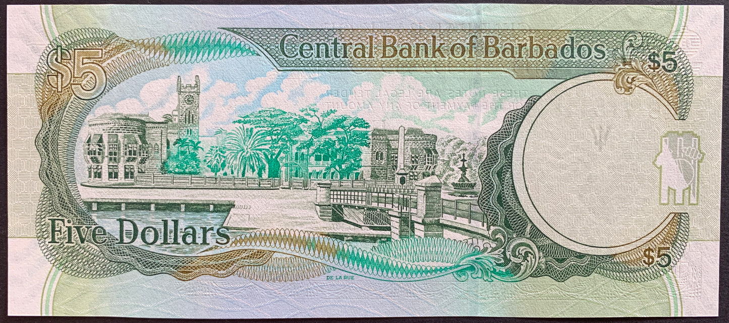 Barbados 5 Dollars 2007 P-67a UNC