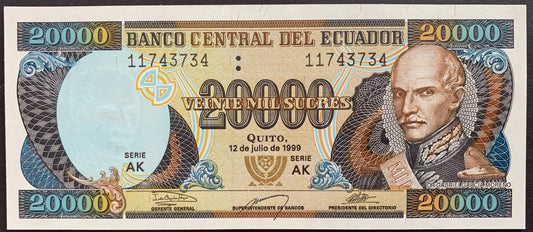 Ecuador 20000 Sucres 1999 P-129 AK UNC