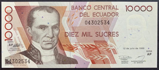 Ecuador 10000 Sucres 1999 P-127e UNC
