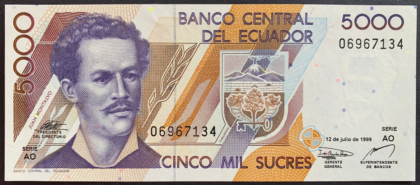 Ecuador 5000 Sucres 1999 P-128c UNC