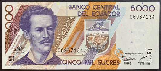 Ecuador 5000 Sucres 1999 P-128c UNC