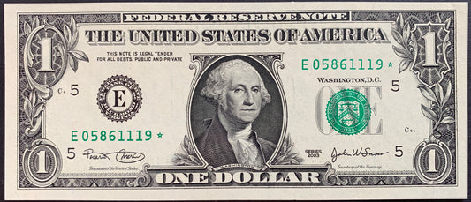 USA 1 Dollar 2003 C P-515a UNC E STAR ☆