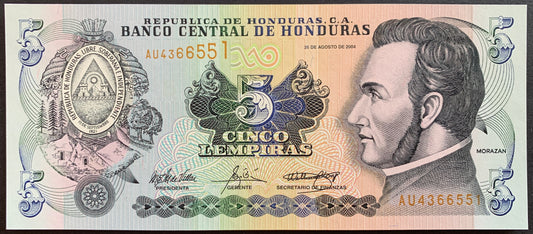 Honduras 5 Lempiras 2004 P-85d UNC