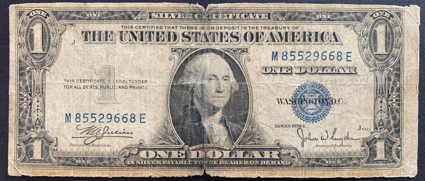 USA Silver Certificate 1 Dollar 1935 C P-416c G blue seal
