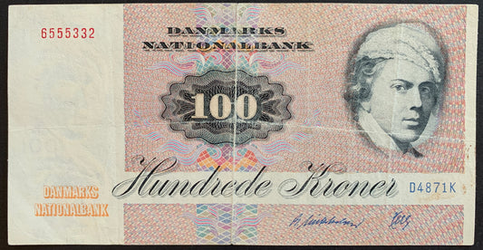 Denmark 100 Kroner 1987 P-51q VF