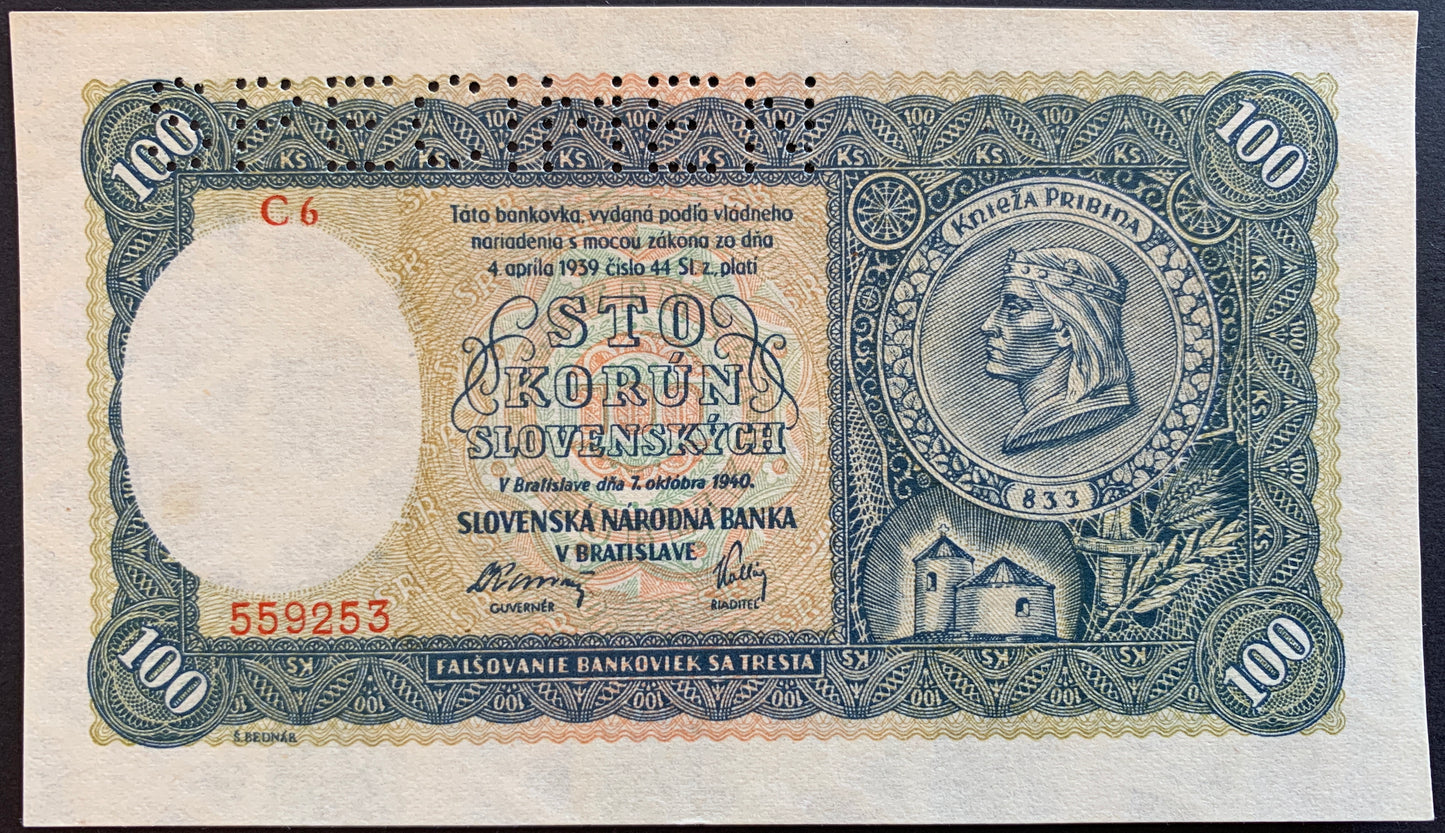 Slovakia 100 Korún SPECIMEN 1940 P-11s UNC