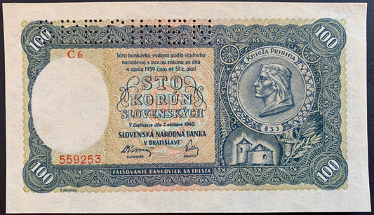 Slovakia 100 Korún SPECIMEN 1940 P-11s UNC