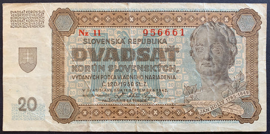 Slovakia 20 Korún 1942 P-7 VF