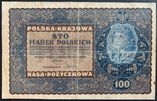 Poland 100 Marks 1919 P-27 F