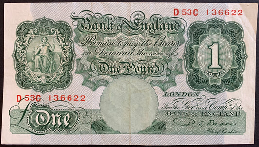 England 1 Pound ND (1949-55) P-369b XF+