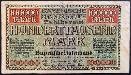 Germany 100 000 Mark 1923 P-S928 F