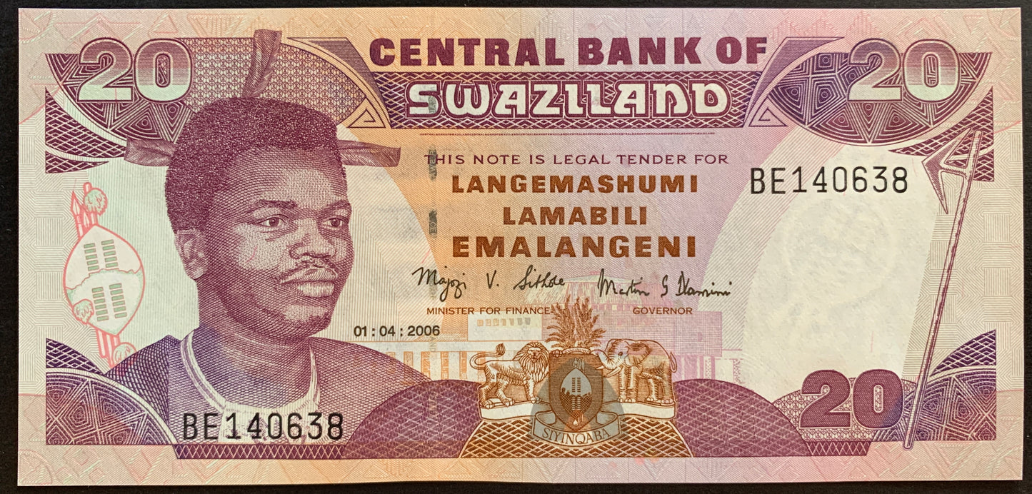 Swaziland 20 Emalangeni 2006 P-30c UNC