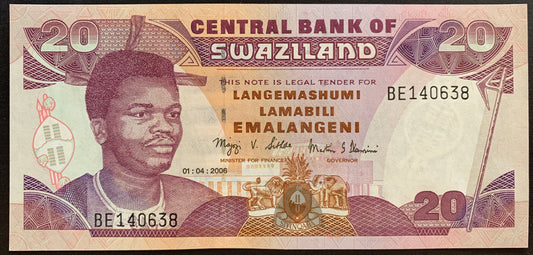 Swaziland 20 Emalangeni 2006 P-30c UNC