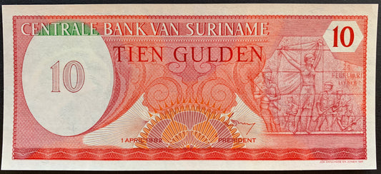 Suriname 10 Gulden 1982 P-126 UNC