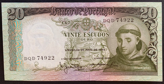 Portugal 20 Escudos 1964 P-167a UNC