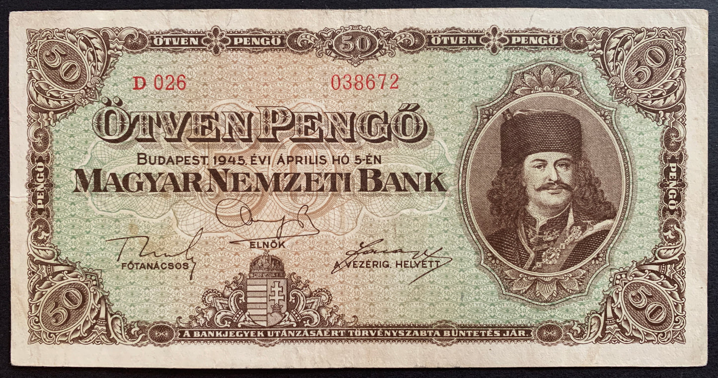 Hungary 50 Pengő 1945 P-110 VF