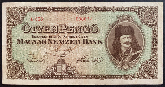 Hungary 50 Pengő 1945 P-110 VF