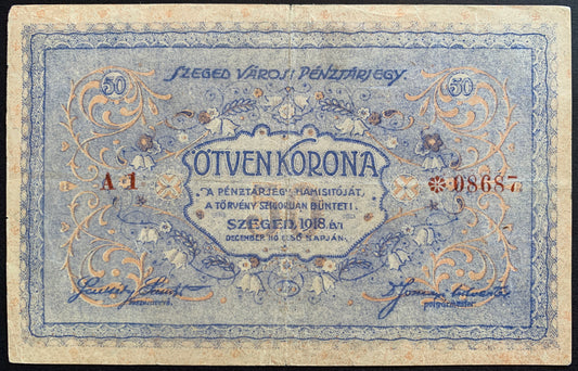 Hungary, city of Szeged 50 Korona 1918 F