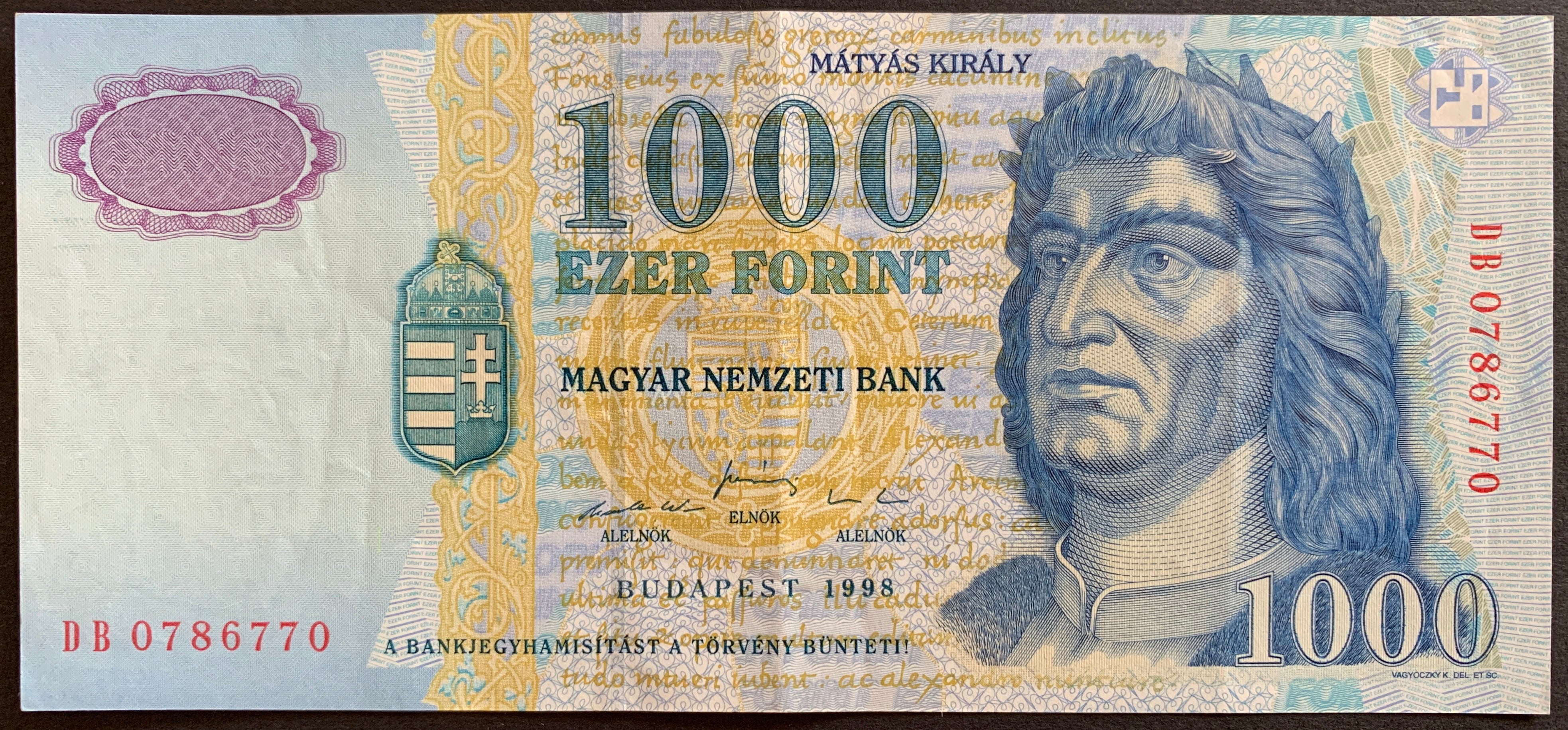 1000 Forint Note Hungary 1000 Forint 1998 P-180a XF – Extreme Banknotes
