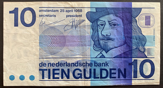 Netherlands 10 Gulden 1968 P-91b VF