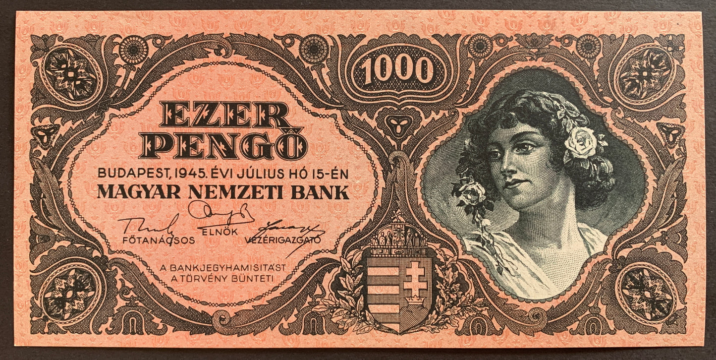 Hungary 1000 Pengő 1945 P-118a UNC