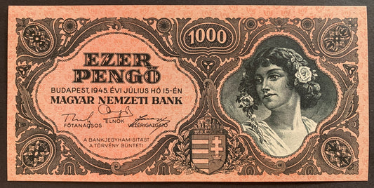 Hungary 1000 Pengő 1945 P-118a UNC