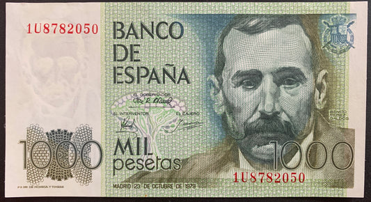 Spain 1000 Pesetas 1979 P-158 AUNC