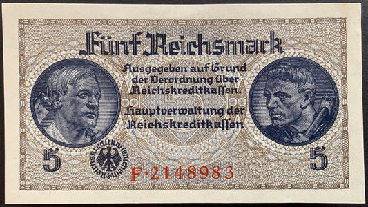Germany 5 Reichsmark ND (1940-45) P-R138a UNC