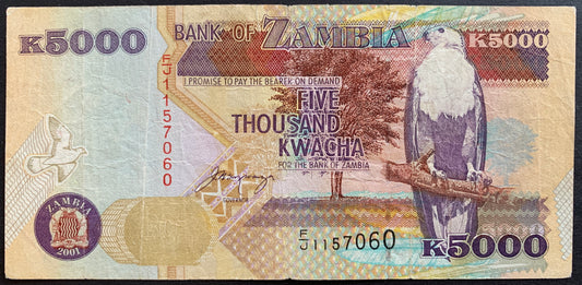 Zambia 5000 Kwacha 2001 P-41 F
