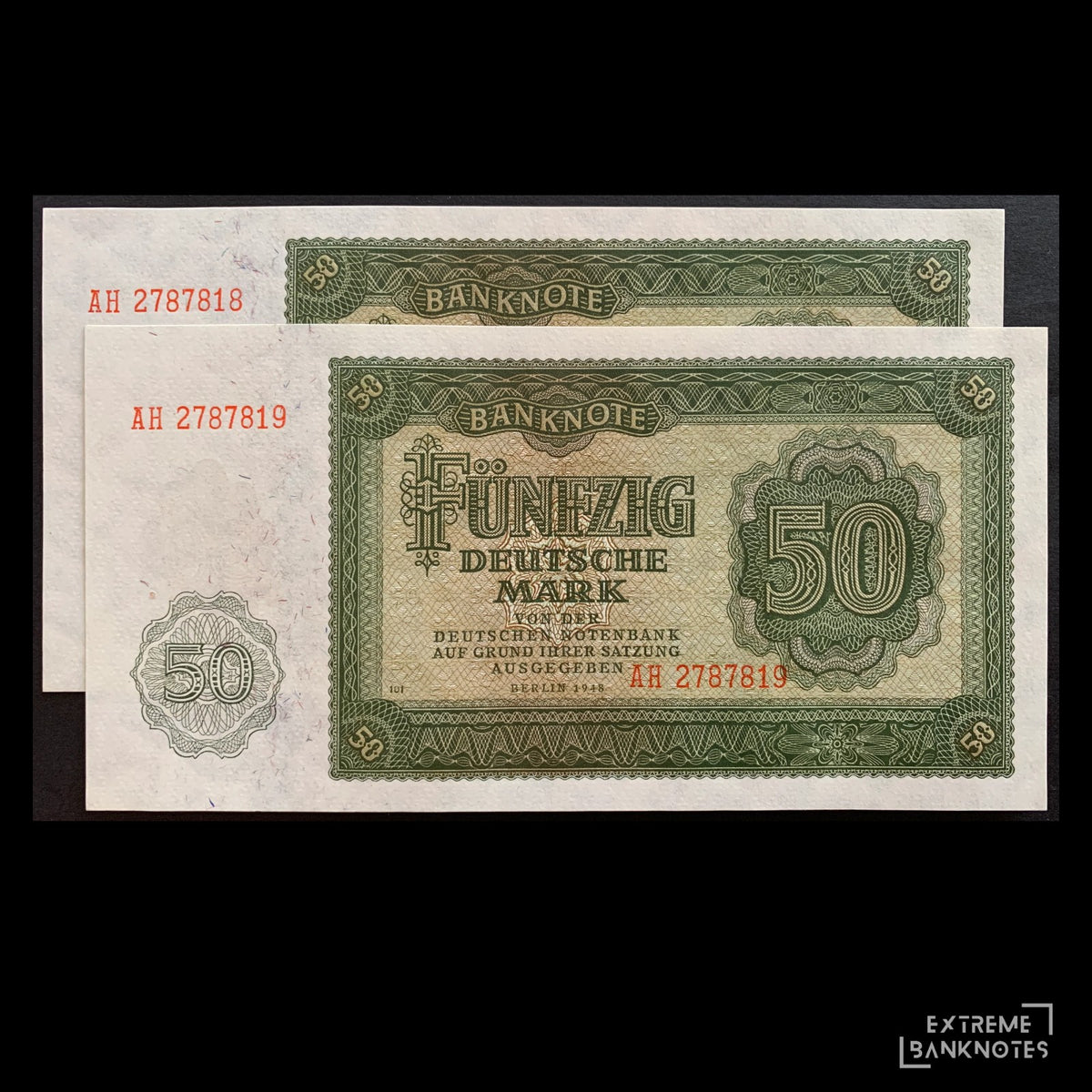 Germany 50 Deutsche Mark 1948 P-14b UNC consecutive banknote pair