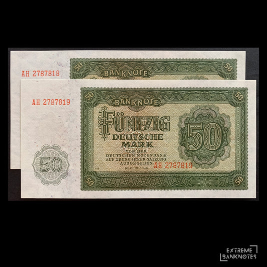 Germany 50 Deutsche Mark 1948 P-14b UNC consecutive banknote pair