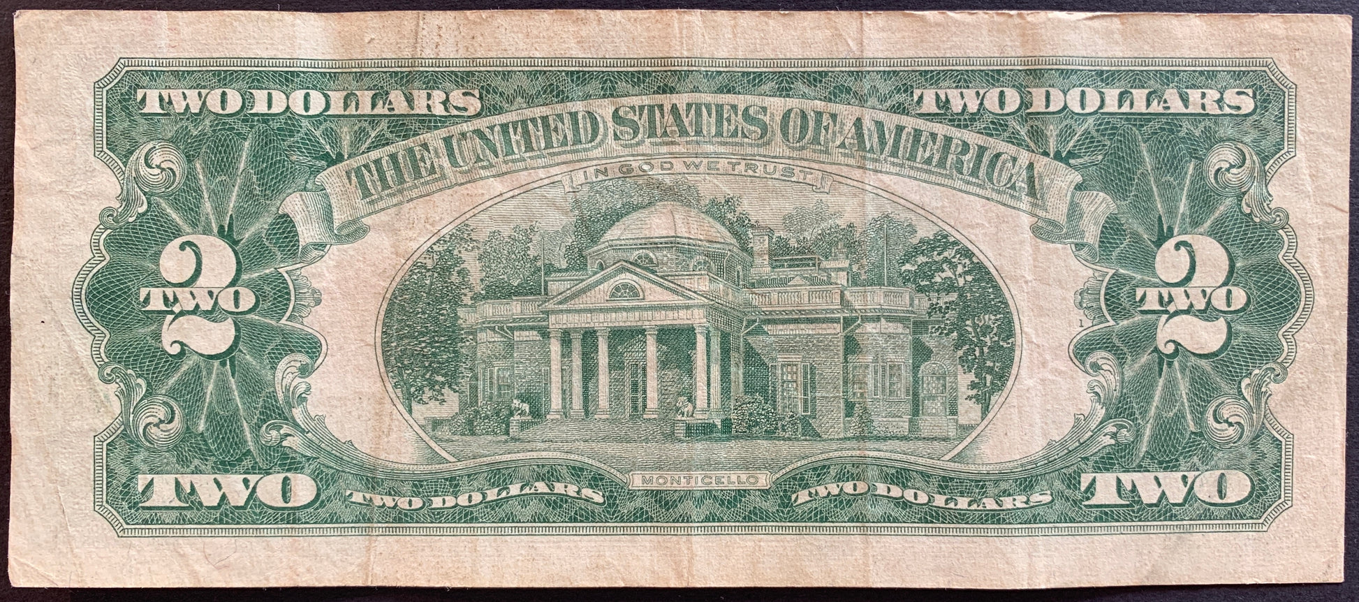 United States 2 Dollars 1963 A series P-382b american dollar bill banknote with Monticello