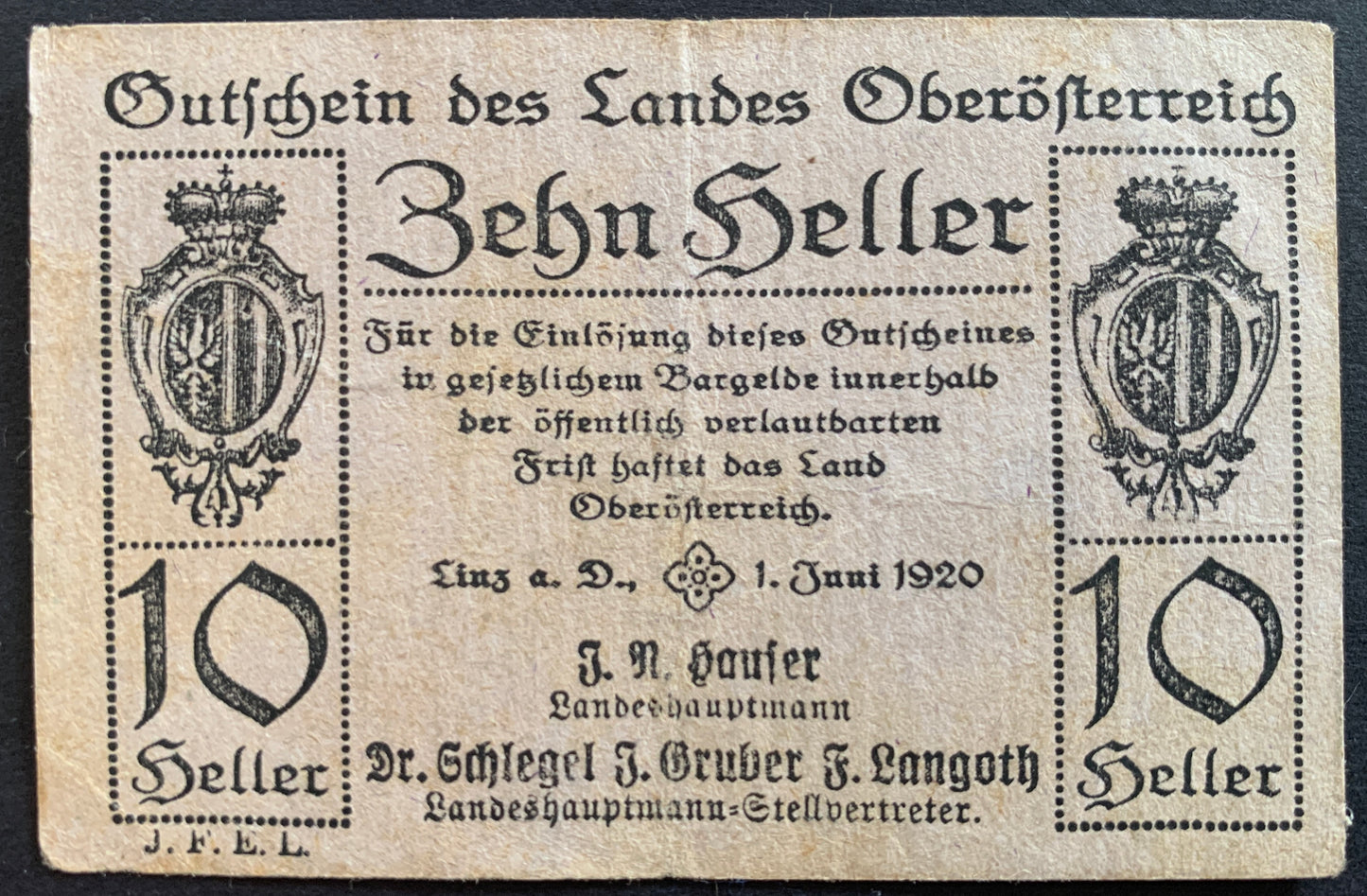 Upper Austria 10 Heller 1921 P-S117b notgeld