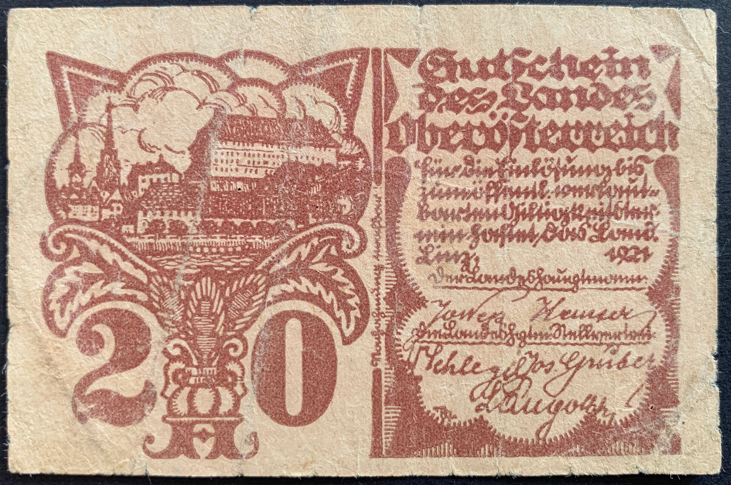 Upper Austria 20 Heller 1921 P- S120a notgeld