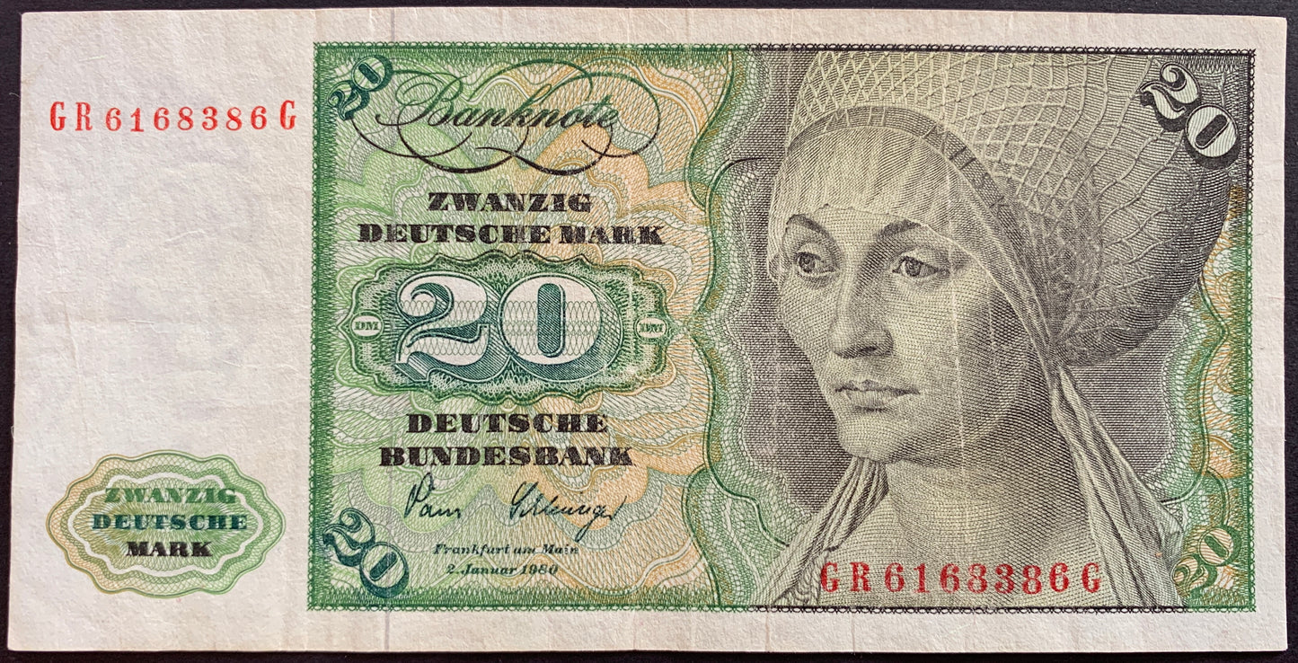 Germany 20 Deutsche Mark 1980 P-32d VF
