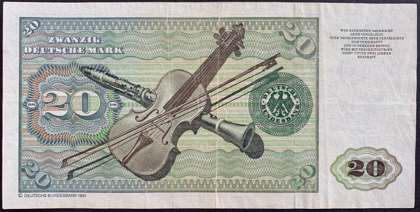 Germany 20 Deutsche Mark 1980 P-32d VF