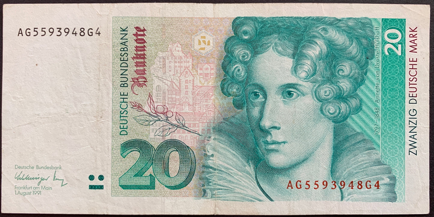 Germany 20 Deutsche Mark 1991 P-39a VF