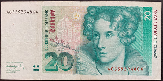 Germany 20 Deutsche Mark 1991 P-39a VF