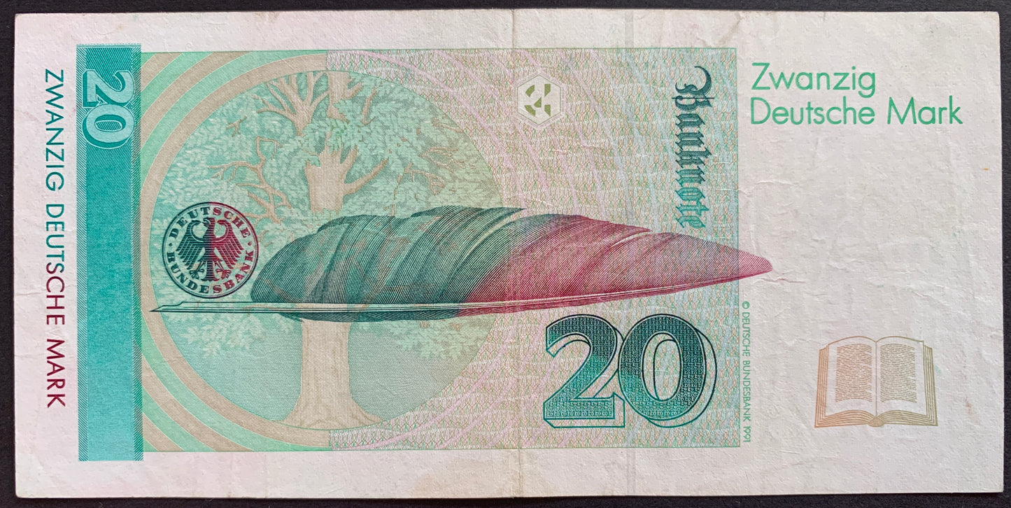 Germany 20 Deutsche Mark 1991 P-39a VF