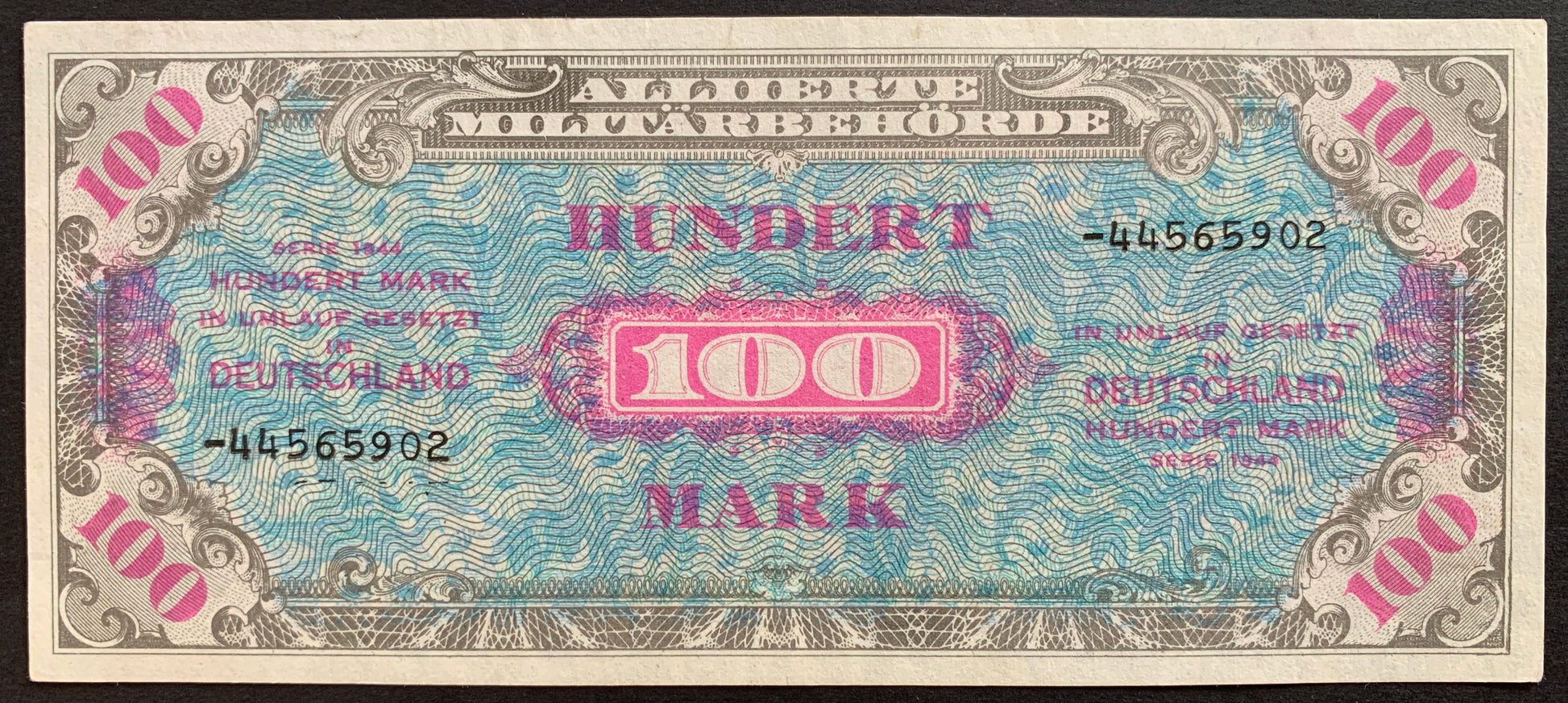 Germany 100 Mark emergency banknote 1944 P-197d vintage german banknote by allied military command