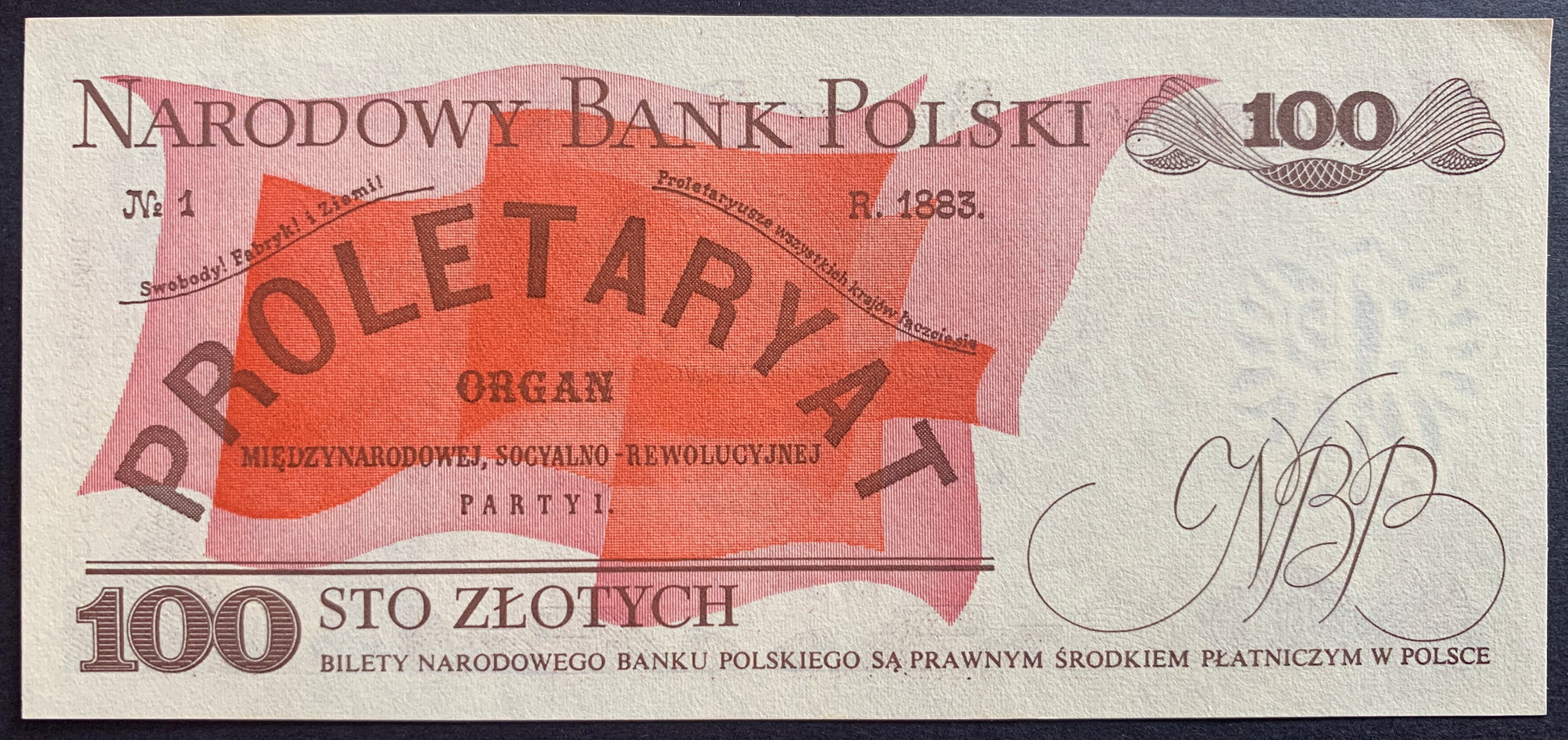 Poland 100 Zlotys 1986 P-143e.1 Polish banknote with text and a red flag design