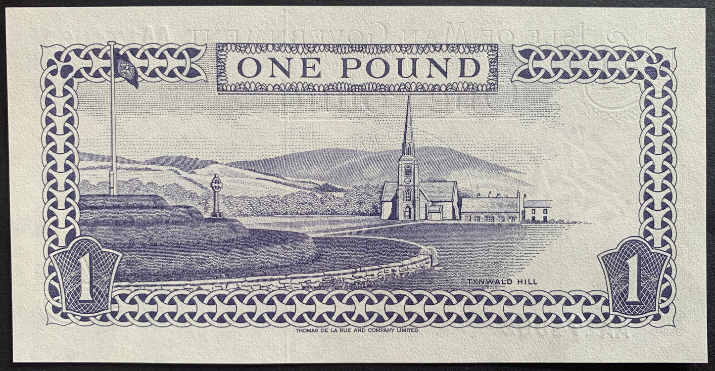 Isle of Man 1 Pound ND (2009) P-40c banknote with Tynwald Hill