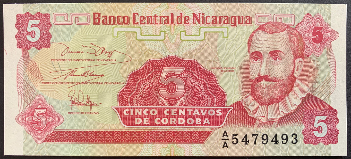 Nicaragua 5 Centavos ND (1991-92) P-168 banknote