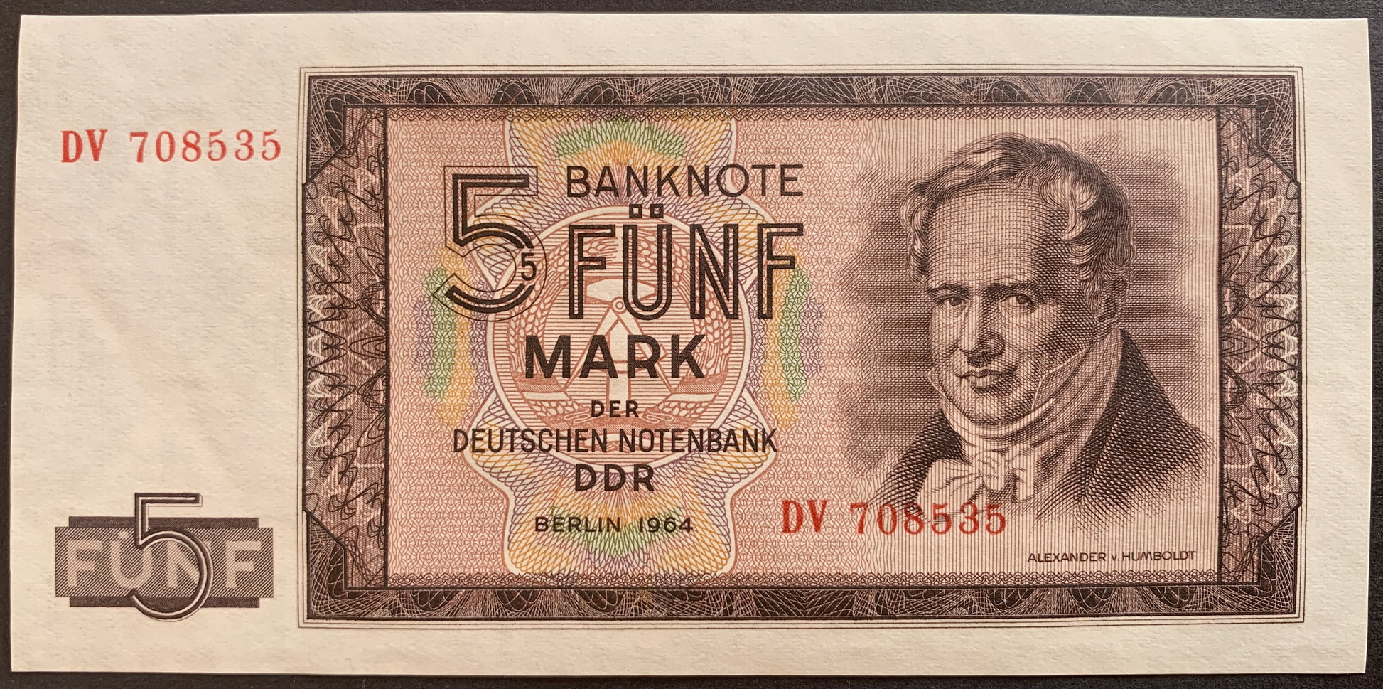 Germany 5 Mark 1964 P-22 vintage banknote with portrait