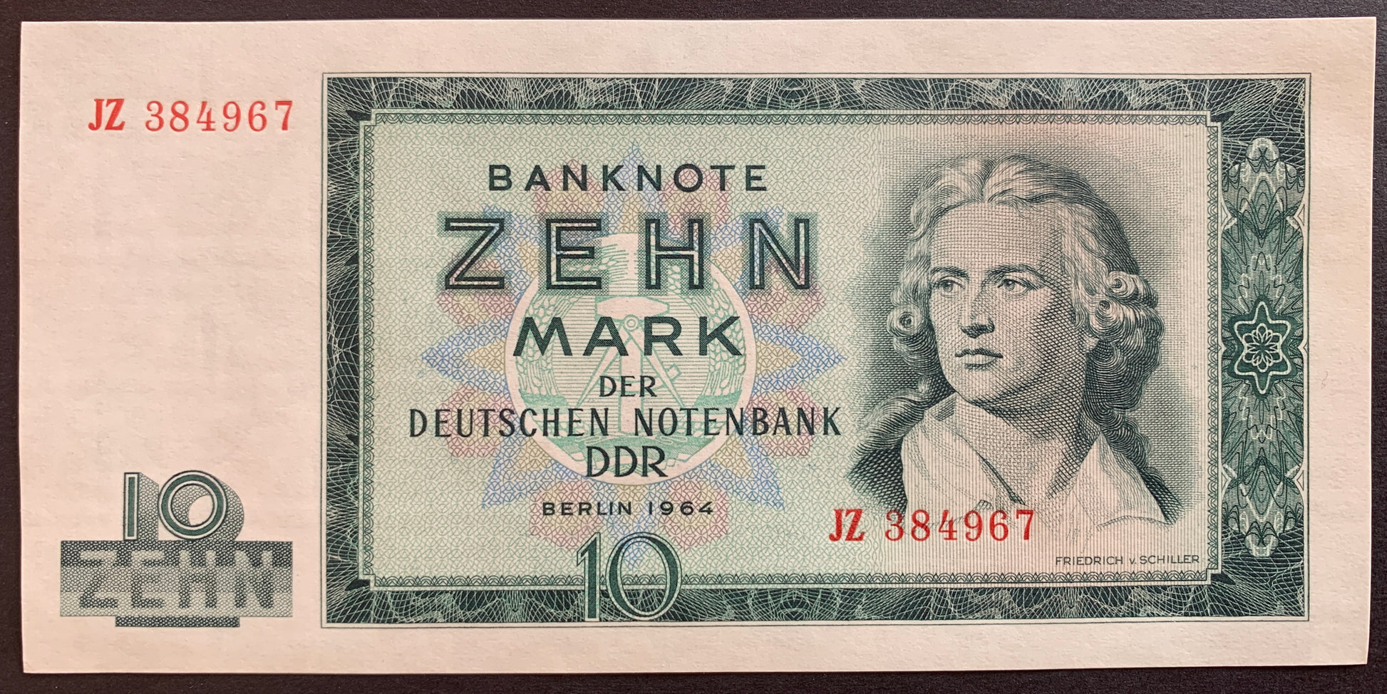 Germany 10 Mark 1964 P-23 vintage banknote with portrait