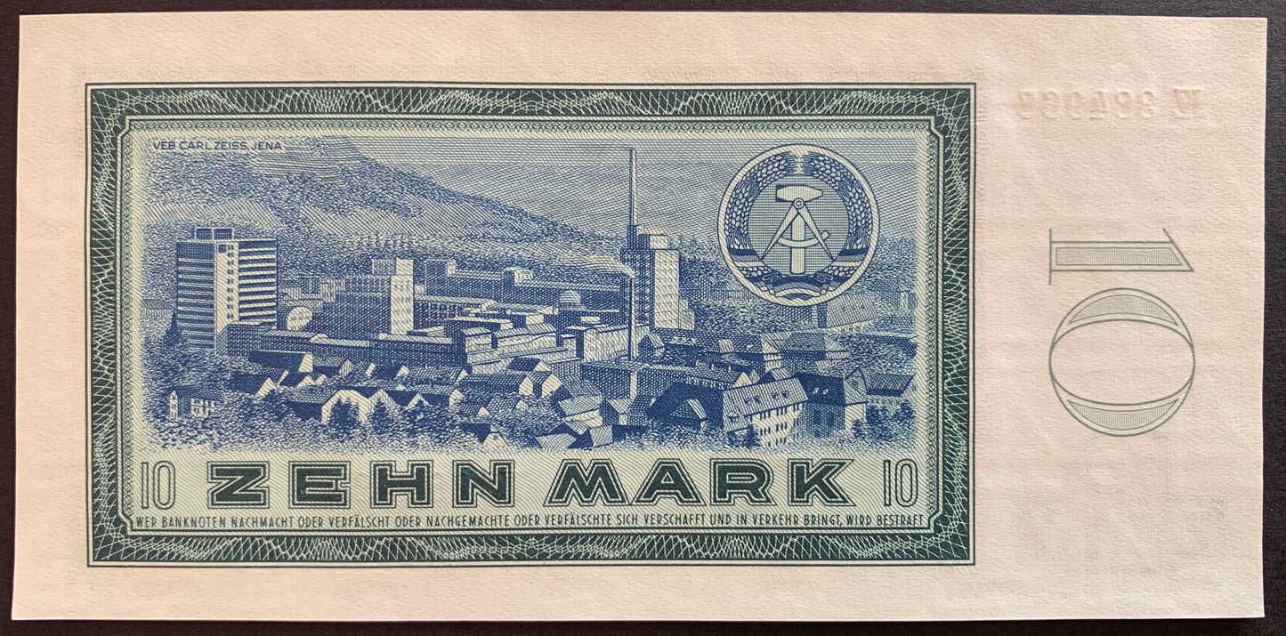 Germany 10 Mark 1964 P-23 vintage banknote with cityscape